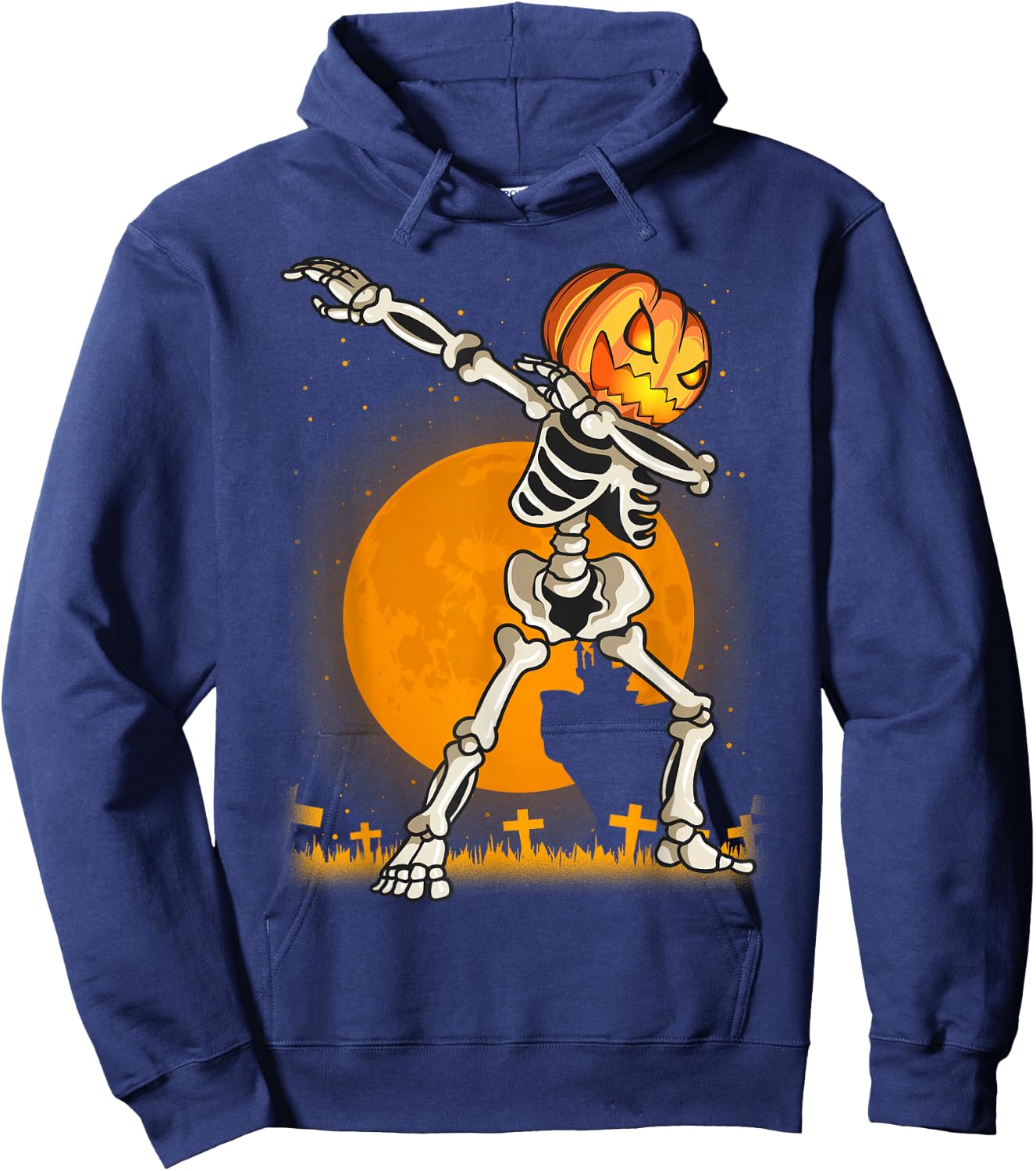 Halloween Shirts For Boys Kids Dabbing Skeleton Pumpkin Dab Hoodie - Hoodie | Navy