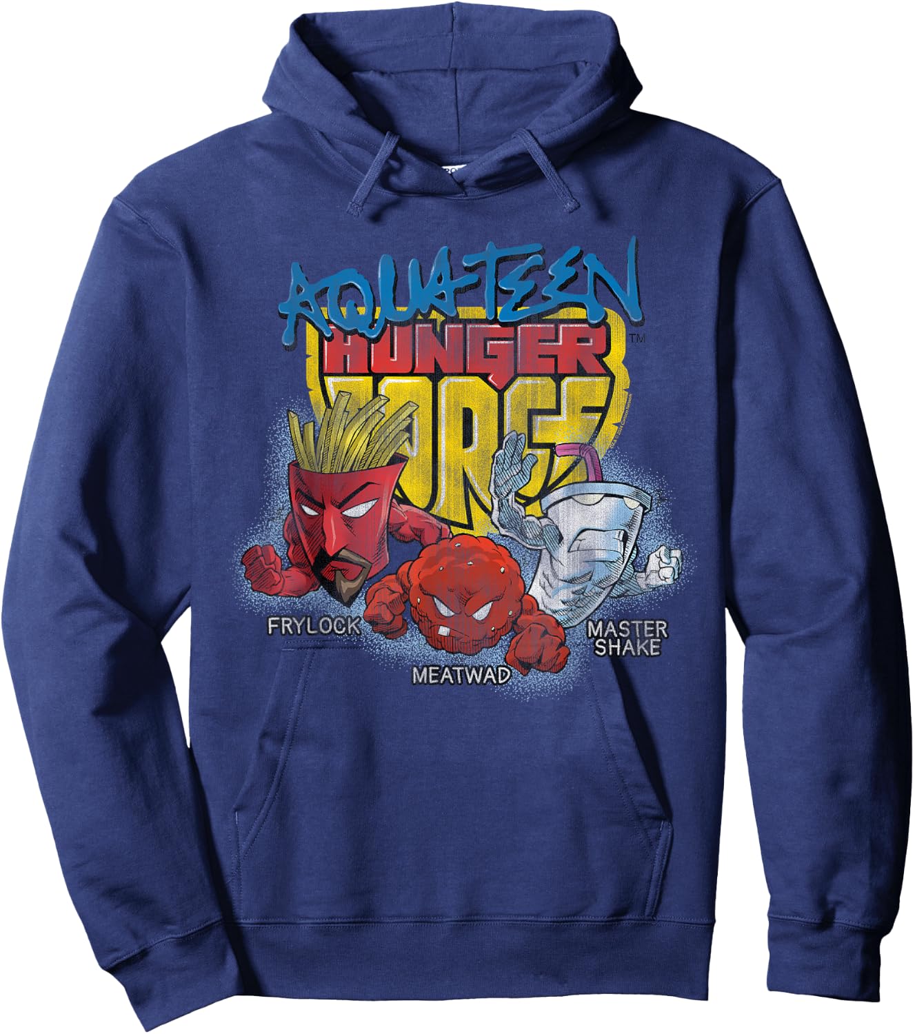 Aqua Teen Hunger Force Group Shield Logo Adult Swim Cartoon Hoodie - Hoodie | Navy