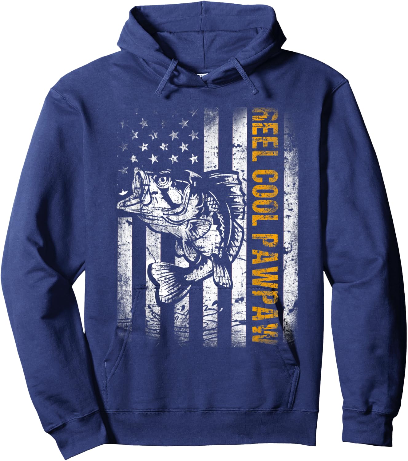 Reel Cool Pawpaw Shirt American Flag Fishing Father's Day Hoodie - Hoodie | Navy