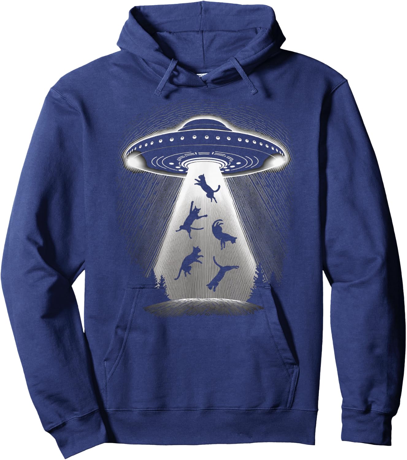 UFO Captures Kitty Cats The Only Intelligent Earth Life Hoodie - Hoodie | Navy