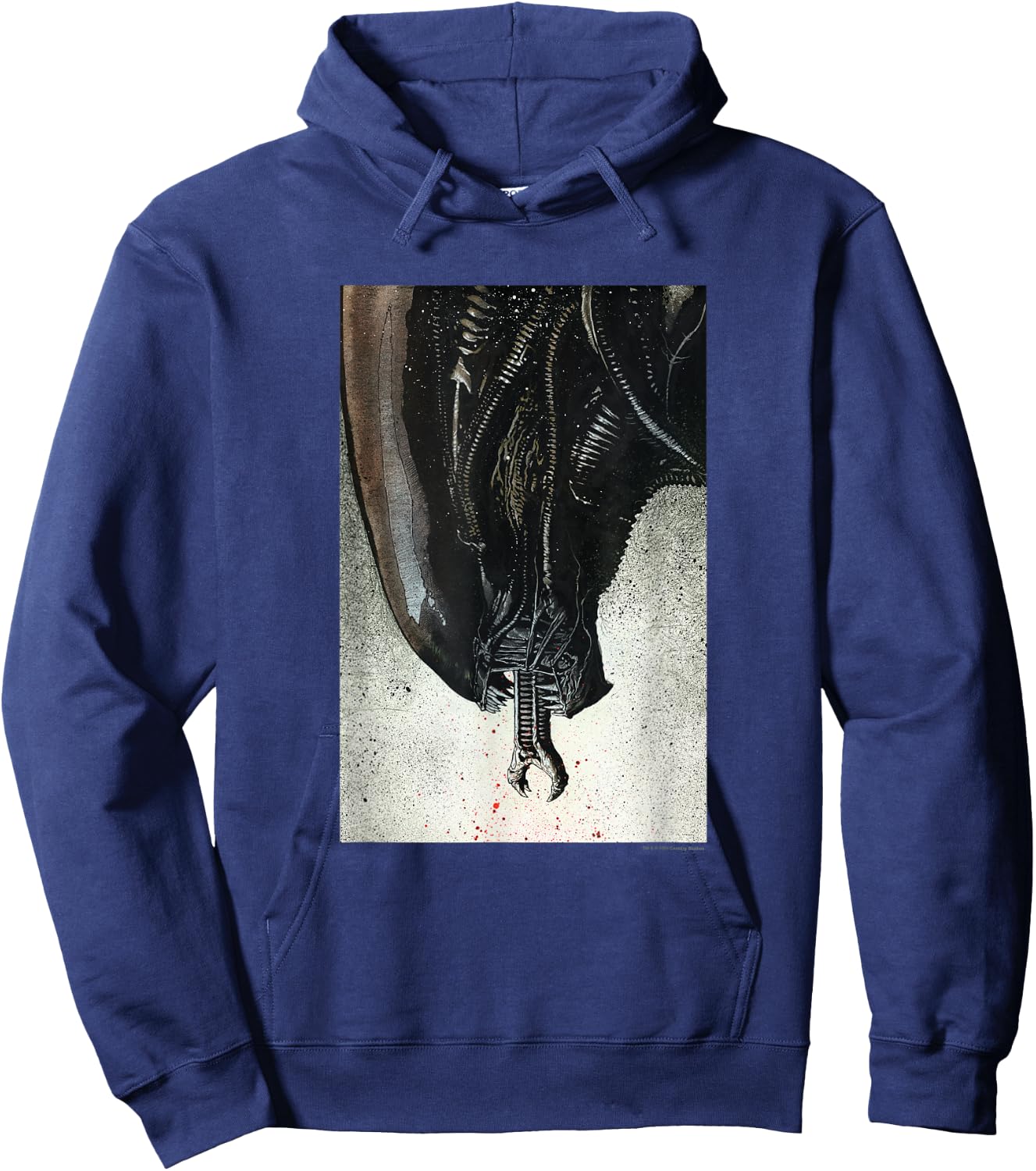 Aliens Iconic Xenomorph Big Head Paint Splatter Big Portrait Hoodie - Hoodie | Navy