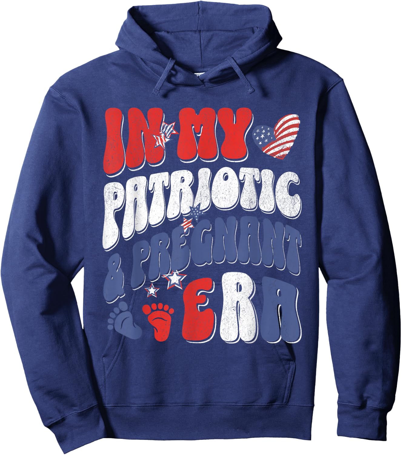 4th of July Pregnancy Announcement Baby Shower Baby Reveal Hoodie - Hoodie | Navy
