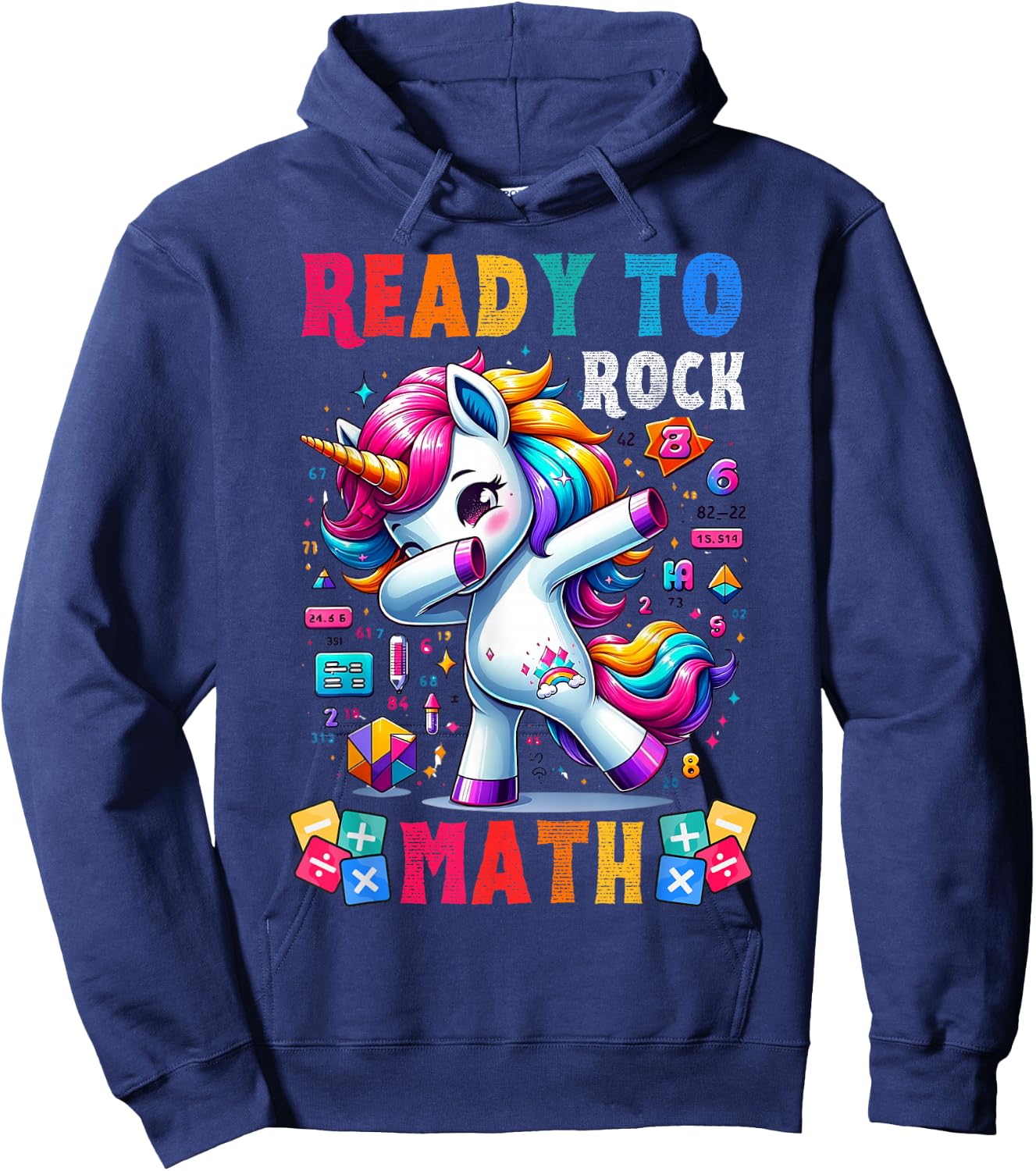 Student back to School Math Squad Kids Girls Smarter Unicorn Hoodie - Hoodie | Navy