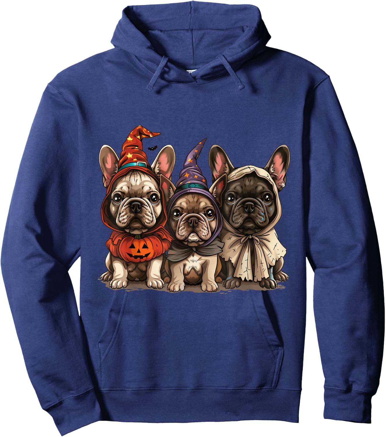 Cute French Bulldogs Halloween Pumpkin Frenchie Puppy Dogs Hoodie - Hoodie | Navy