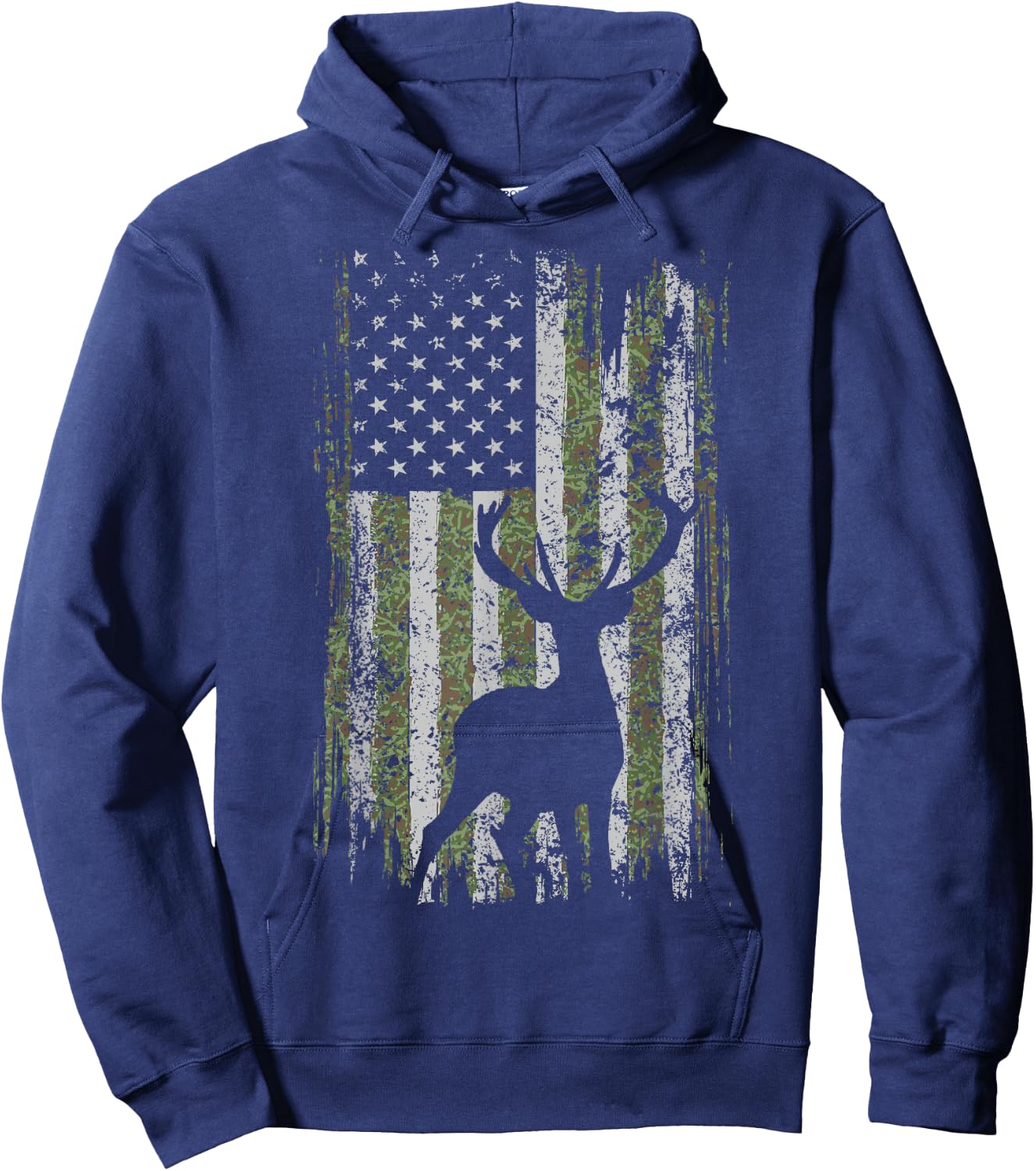 Camo USA Flag Deer Elk Buck Camoflage Hunting For a Hunter Hoodie - Hoodie | Navy