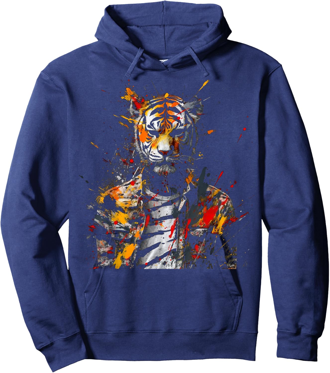 Tiger Artwork Colourful Animal Art Tiger Hoodie - Hoodie | Navy
