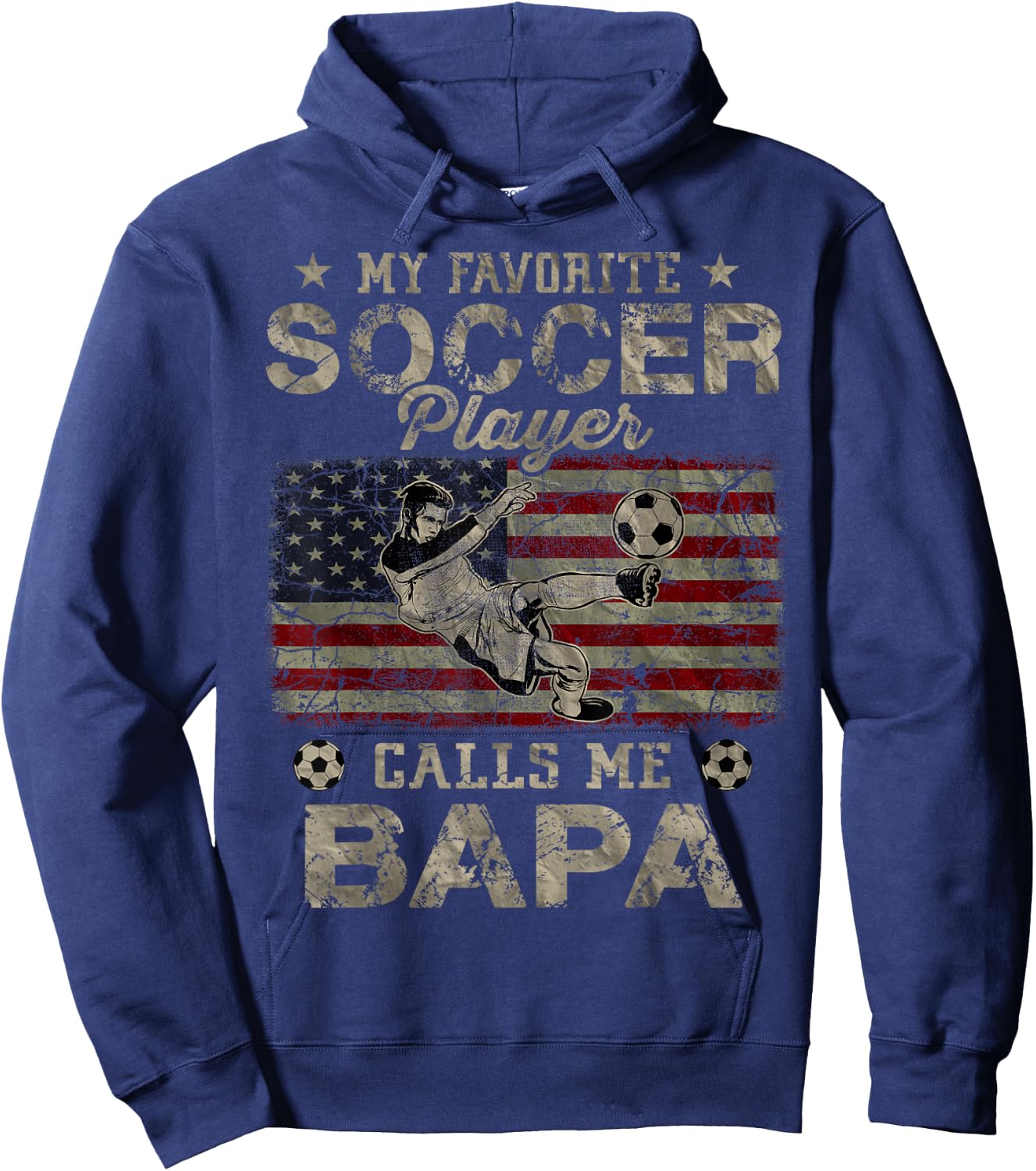 My Favorite Soccer Player Calls Me Bapa USA Flag Men Hoodie - Hoodie | Navy