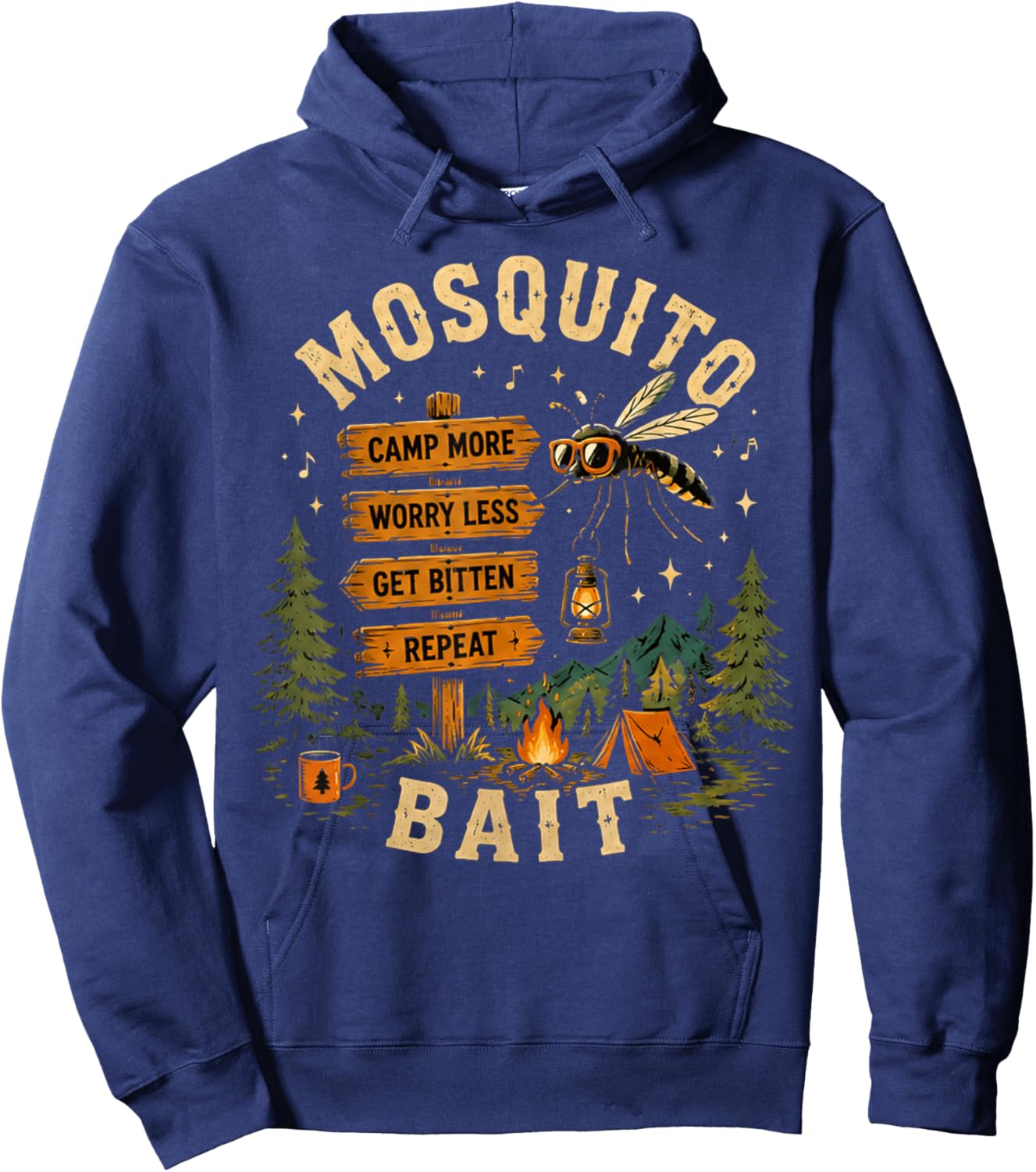 Camping Mosquito Bait Campfire for Retro Squad Camper Summer Hoodie - Hoodie | Navy