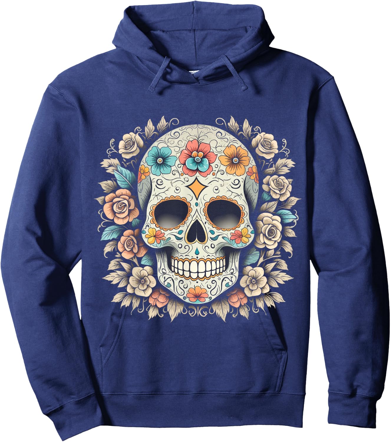 De Los Muertos Day of the Dead Sugar Skull Halloween Women Hoodie - Hoodie | Navy