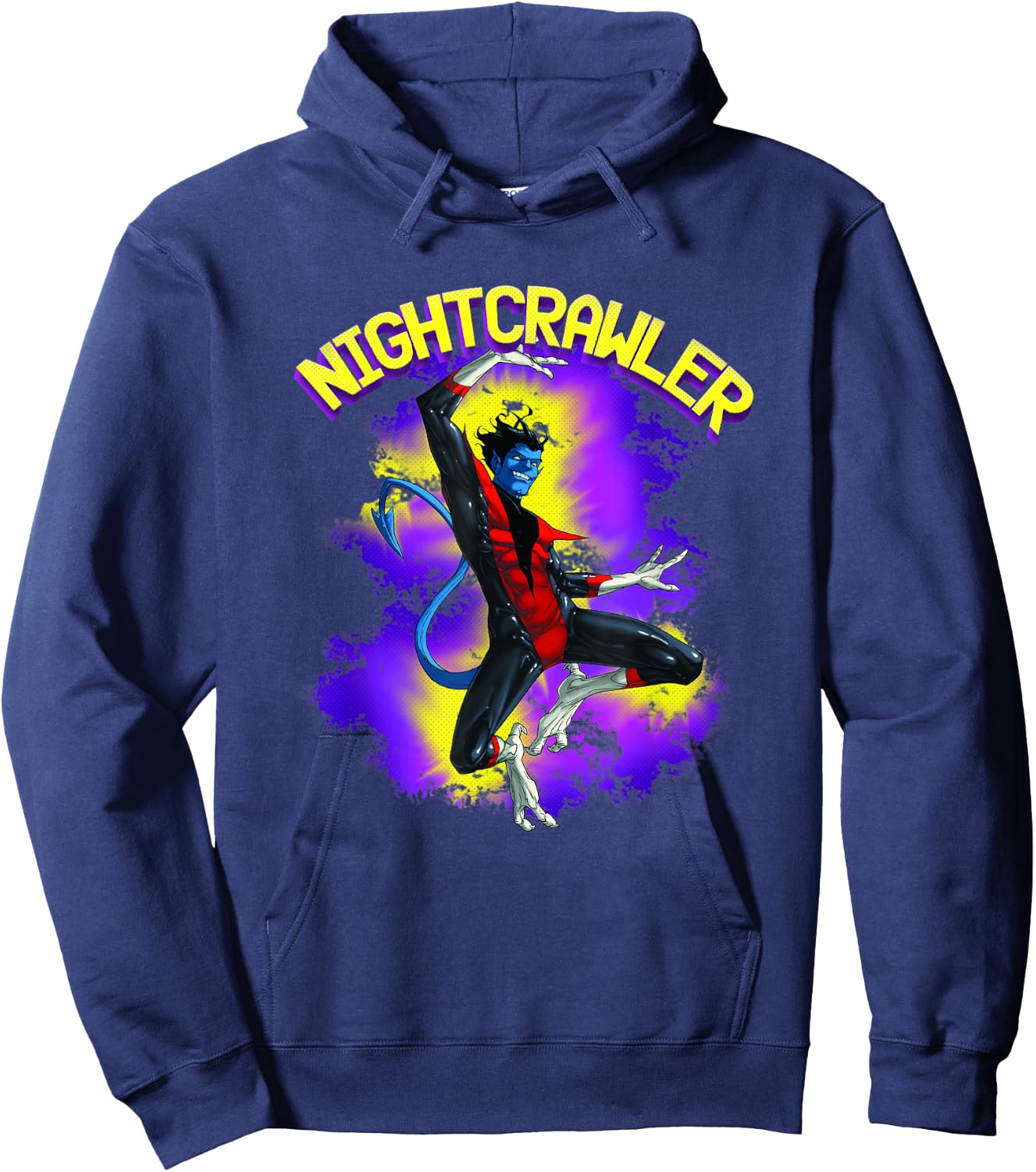 Marvel X-Men Nightcrawler Epic Leap Retro Logo Hoodie - Hoodie | Navy