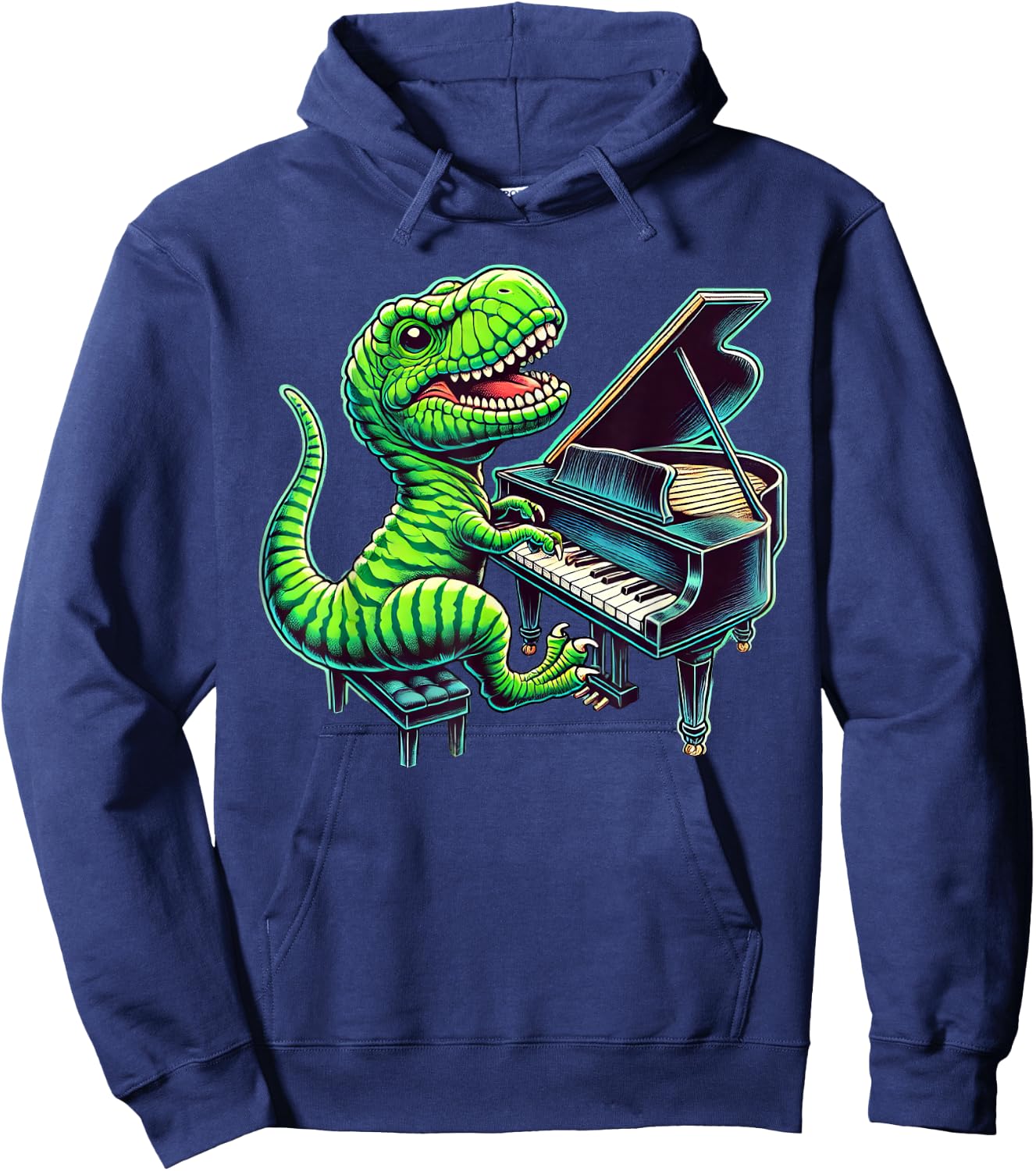 T-Rex Dinosaur Playing Piano Musician Music Hoodie - Hoodie | Navy