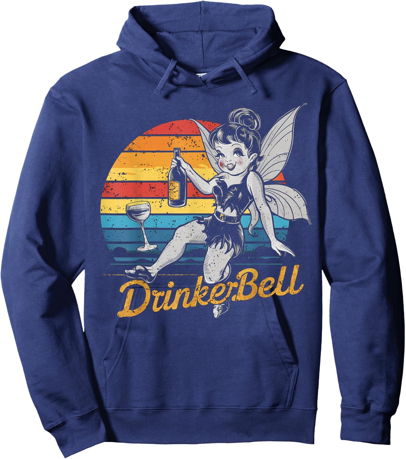 Vintage retro sunset Drinkerbell Funny Drinking Funny Saying Hoodie - Hoodie | Navy