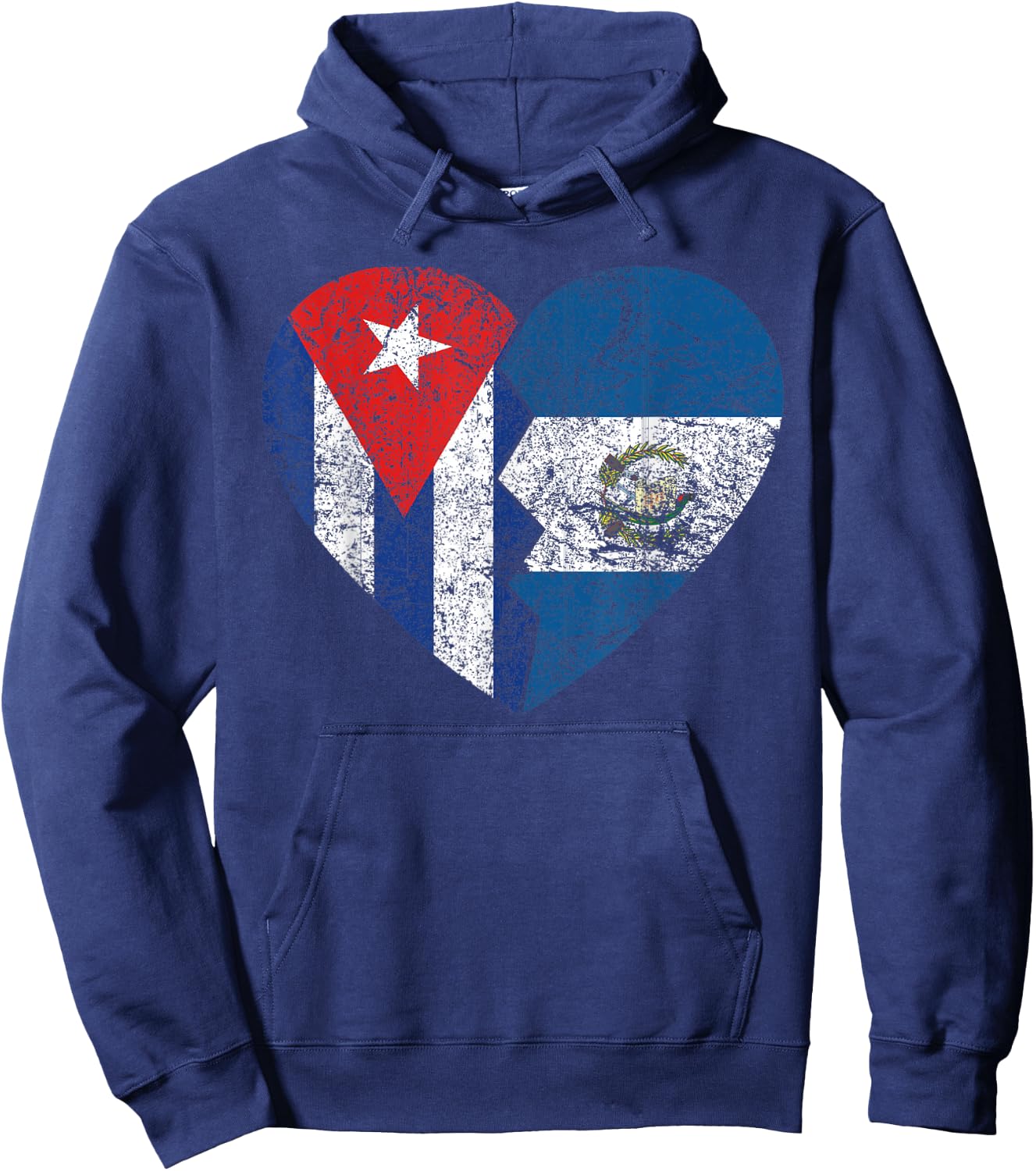 Guatemalan Cuban Flags Heart | Cuba Guatemala Roots Vintage Hoodie - Hoodie | Navy