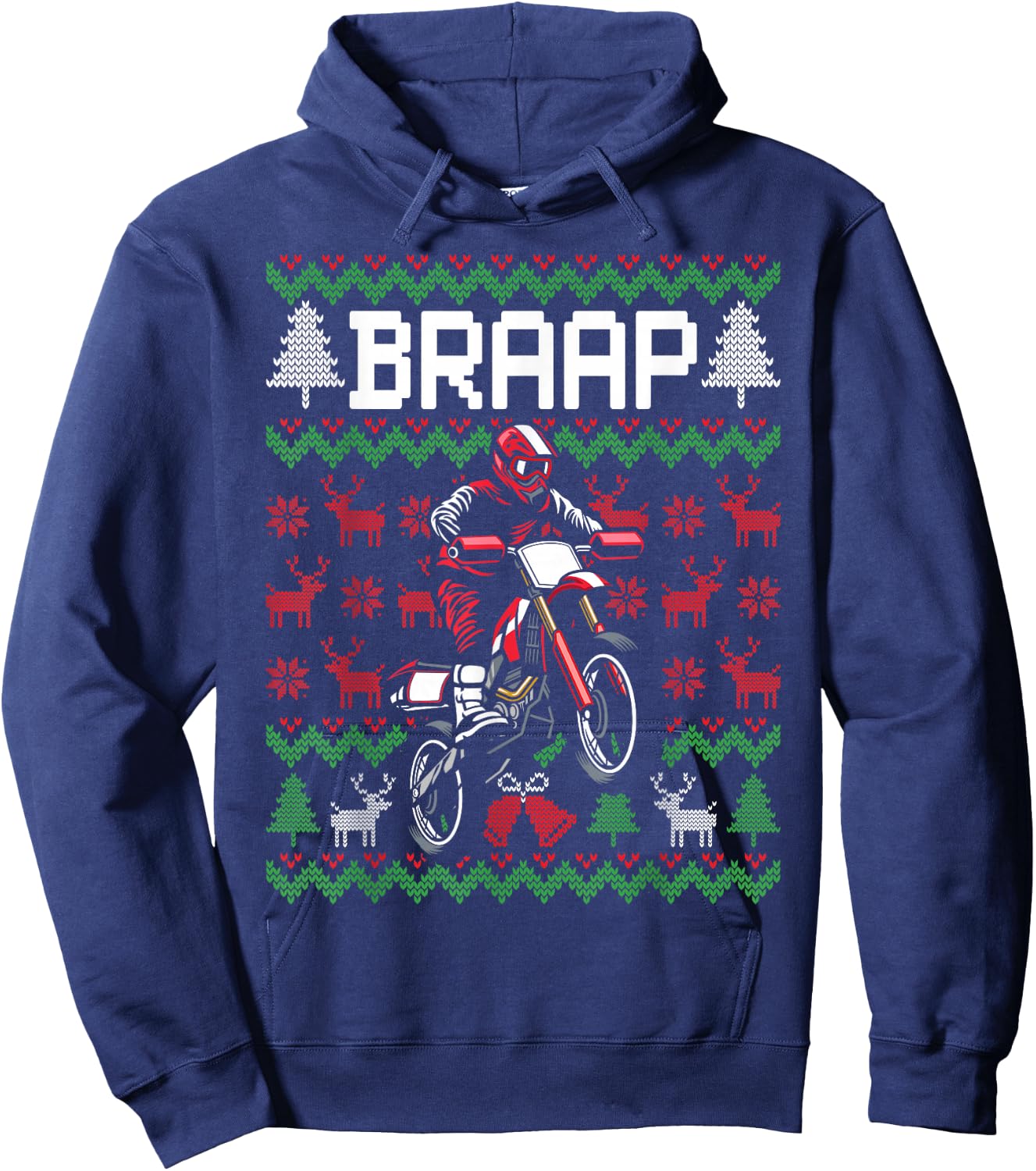 Christmas Motorcycle Motocross Braap Dirt Bike Hoodie - Hoodie | Navy