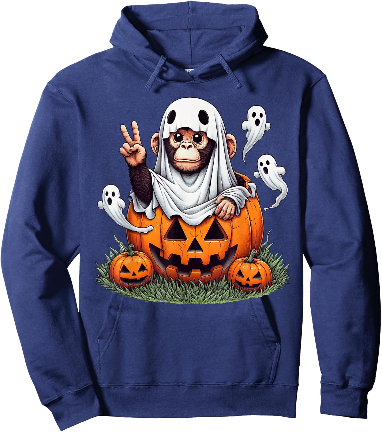 Funny Monkey Ghost Boo Halloween Monkey Kids Hoodie - Hoodie | Navy
