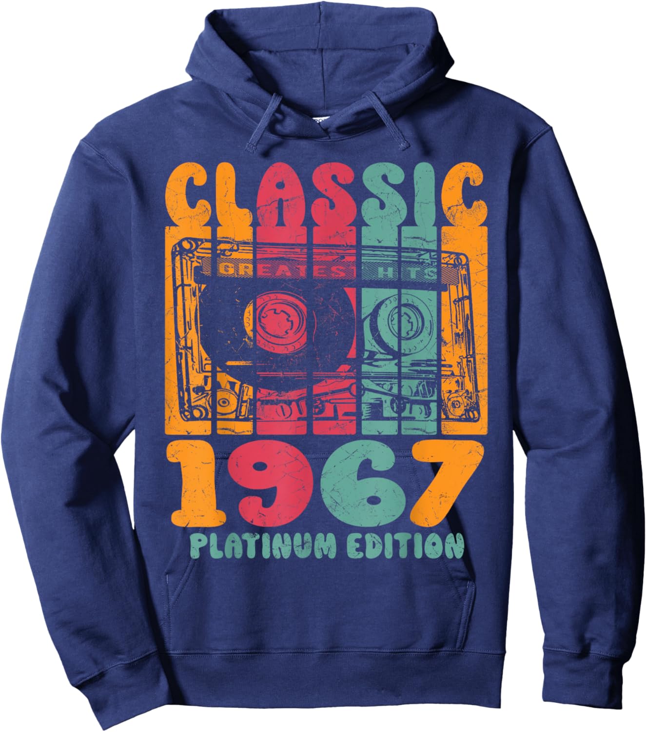 Born In 1967, Retro Mix Tape Platinum Edition 1967 Birthday Hoodie - Hoodie | Navy