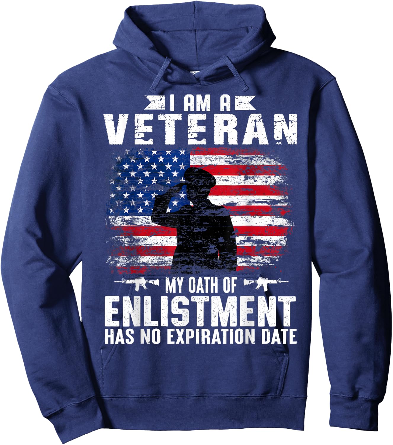 Support Military Veterans I Am A Veteran My Oath Of Enlistment Has No Expiration Date , Small, Black Hoodie - Hoodie | Navy
