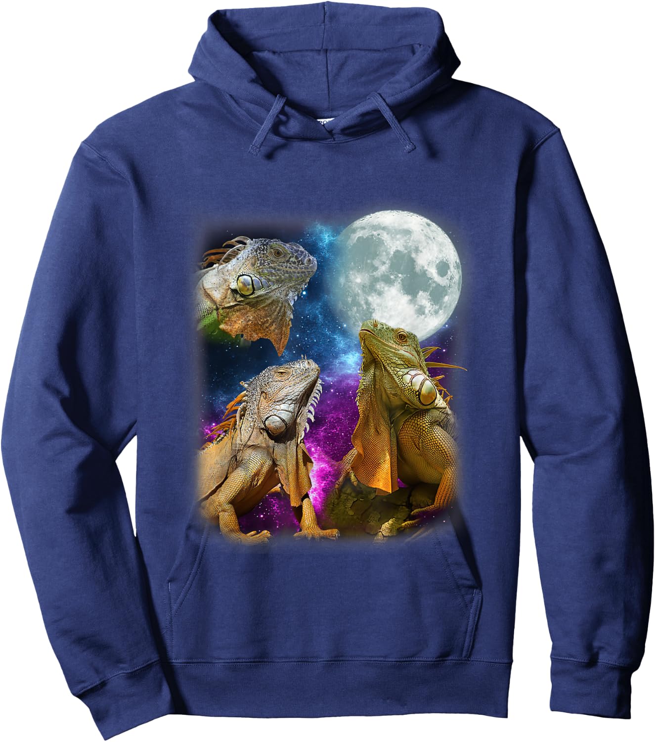 Three Iguanas Howling At The Moon Funny Lover Animals Hoodie - Hoodie | Navy