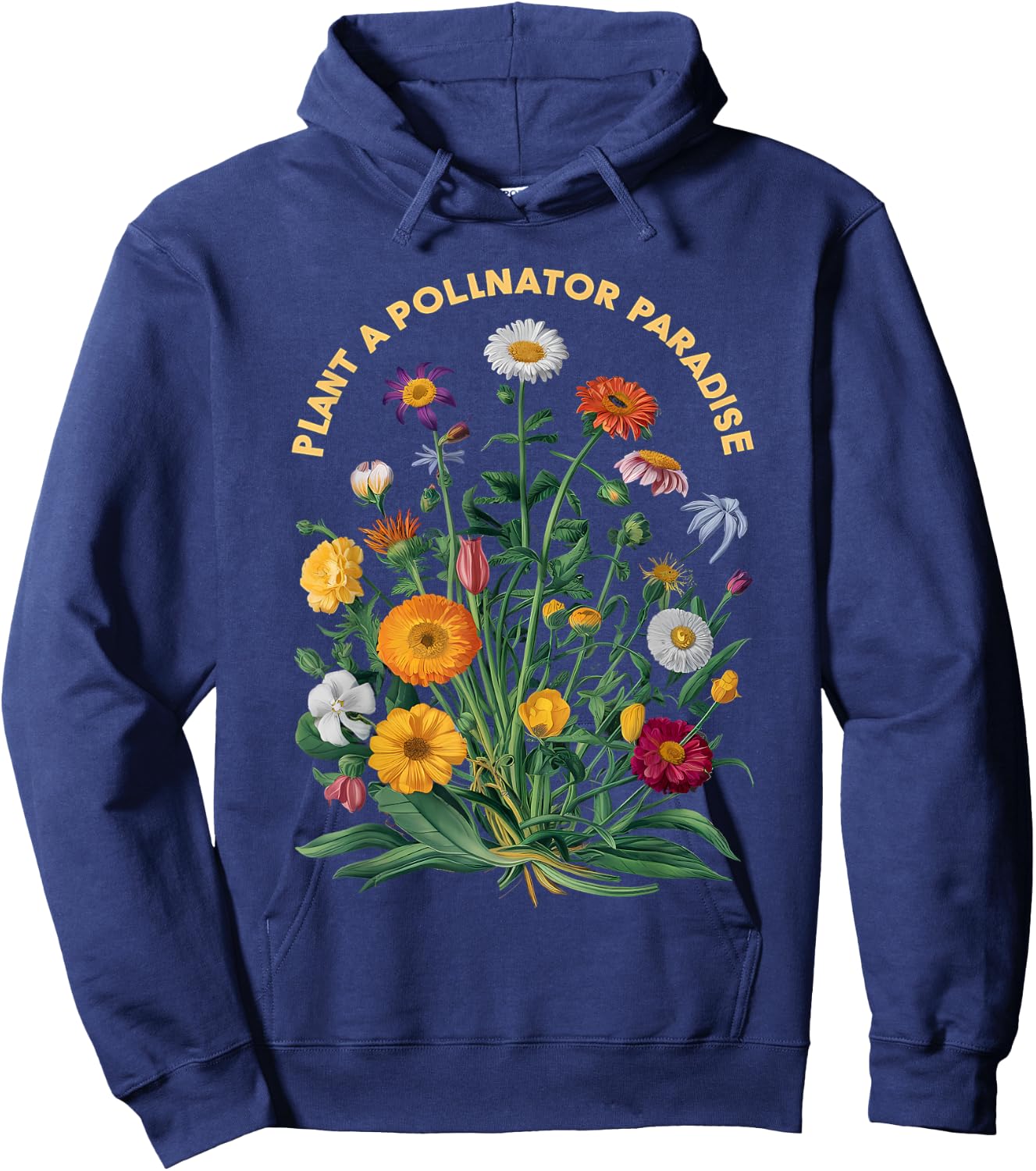 Pollinator Garden Design Wildlife Flowers Native Plants Hoodie - Hoodie | Navy