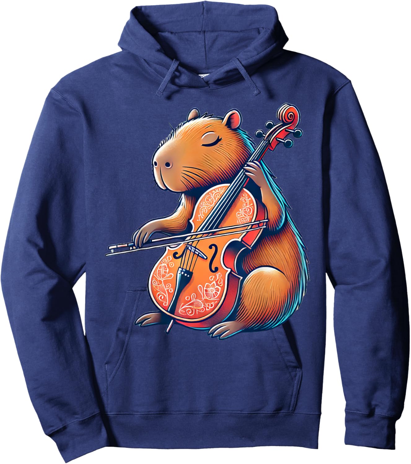 Cute Capybara Playing Cello Capybaras Musician Music Hoodie - Hoodie | Navy