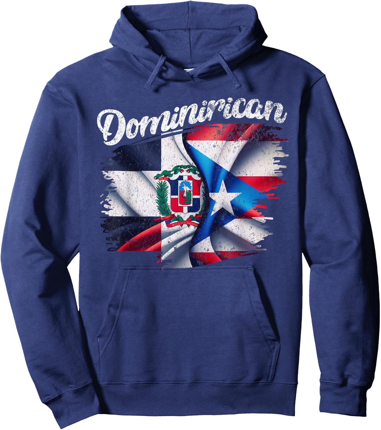 Dominirican DR Dominican Republic Puerto Rico PR Flag Pride Hoodie - Hoodie | Navy