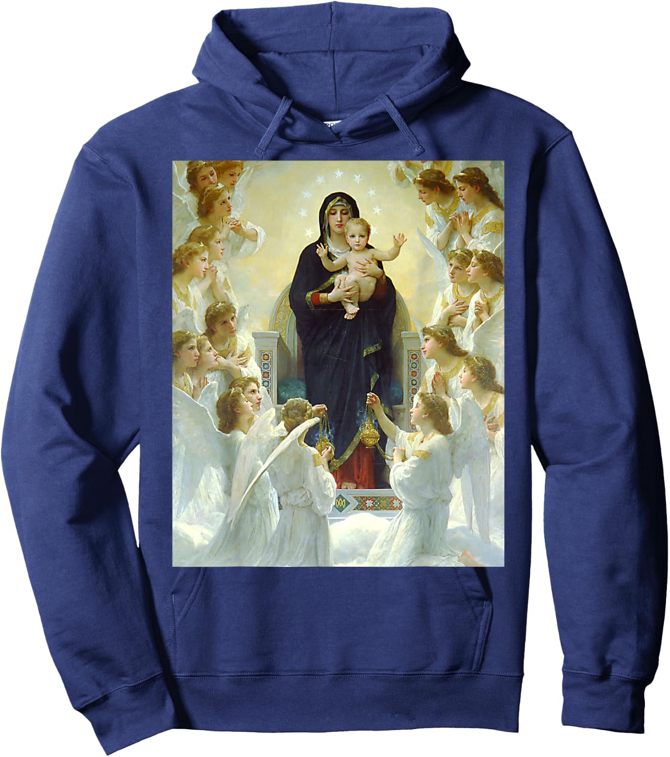 The Virgin with Angels Painting by William Bouguereau 1900 Hoodie - Hoodie | Navy