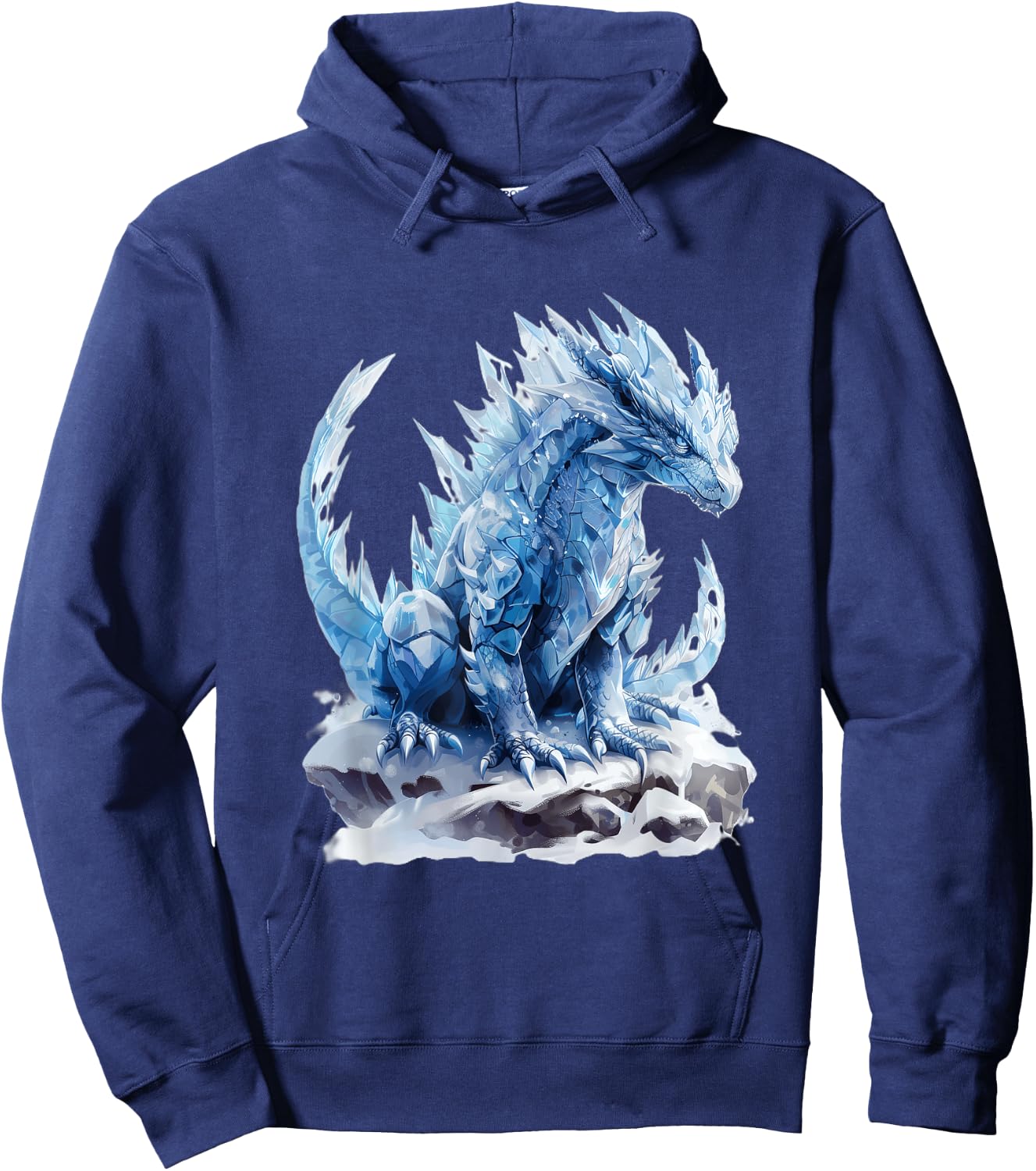 Majestic Icy Blue Dragon in Winter Hoodie - Hoodie | Navy