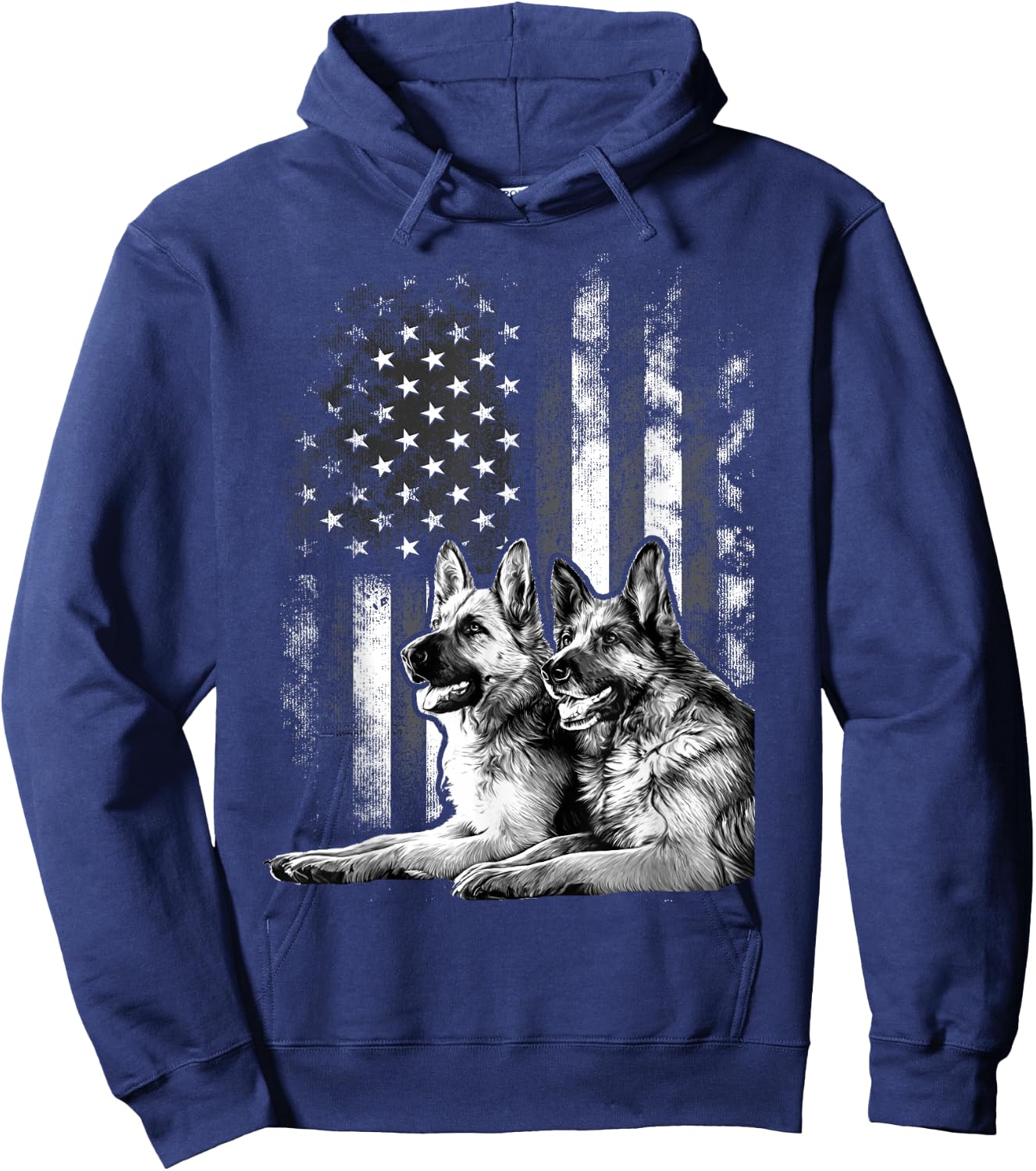 Vintage Patriotic German Shepherd American Flag 4th Of July Hoodie - Hoodie | Navy