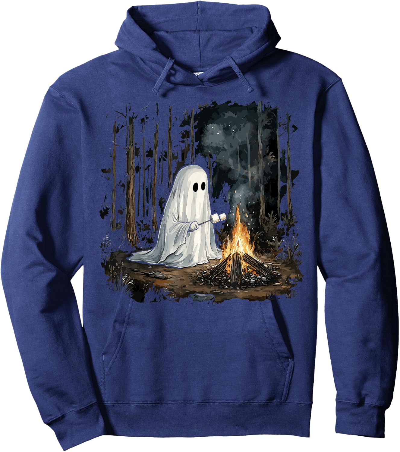 Vintage Floral Ghost Halloween Ghost in the Forest Gothic Hoodie - Hoodie | Navy