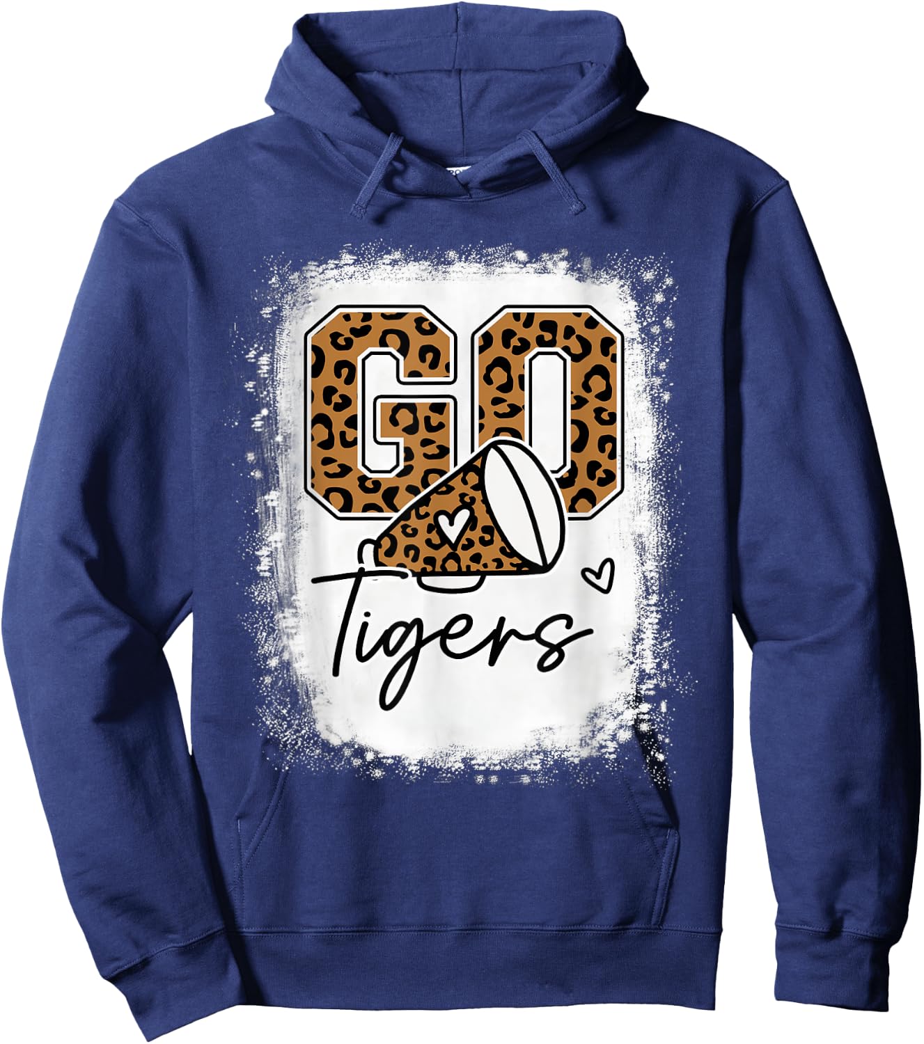 Go Cheer Tigers School Sports Fan Spirits Mascot Leopard Hoodie - Hoodie | Navy