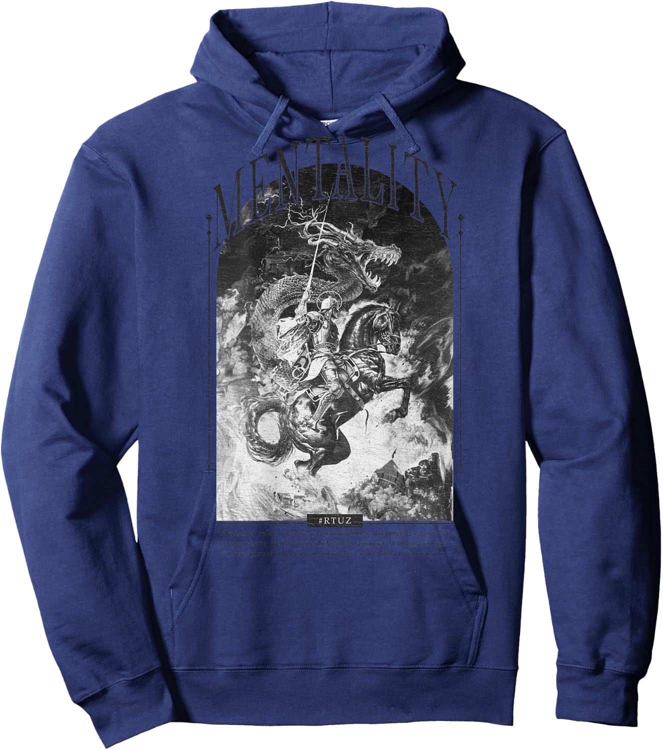 Hip Hop Vintage Hipster Edgy Urban Y2K Back Print Streetwear Hoodie - Hoodie | Navy