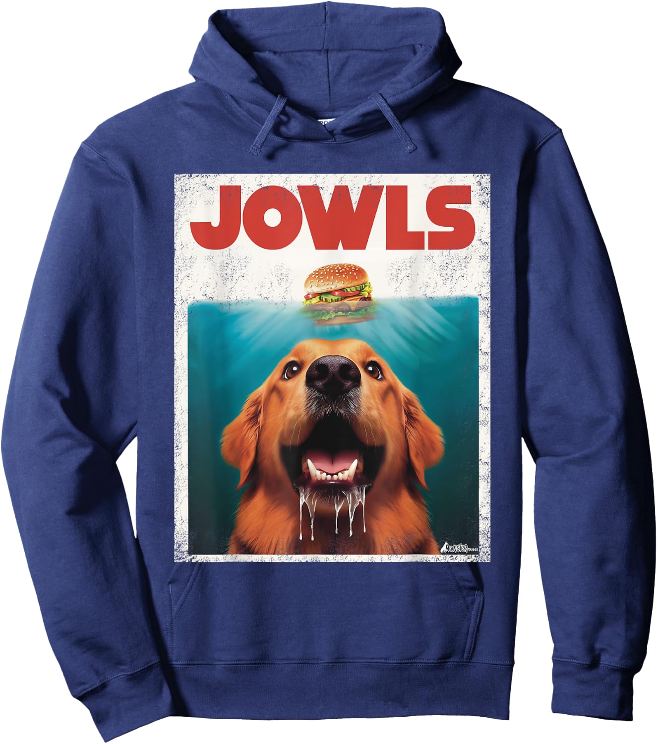 Funny Golden Retriever Rusty Goldie Jowls, Burger Dog Mom Hoodie - Hoodie | Navy