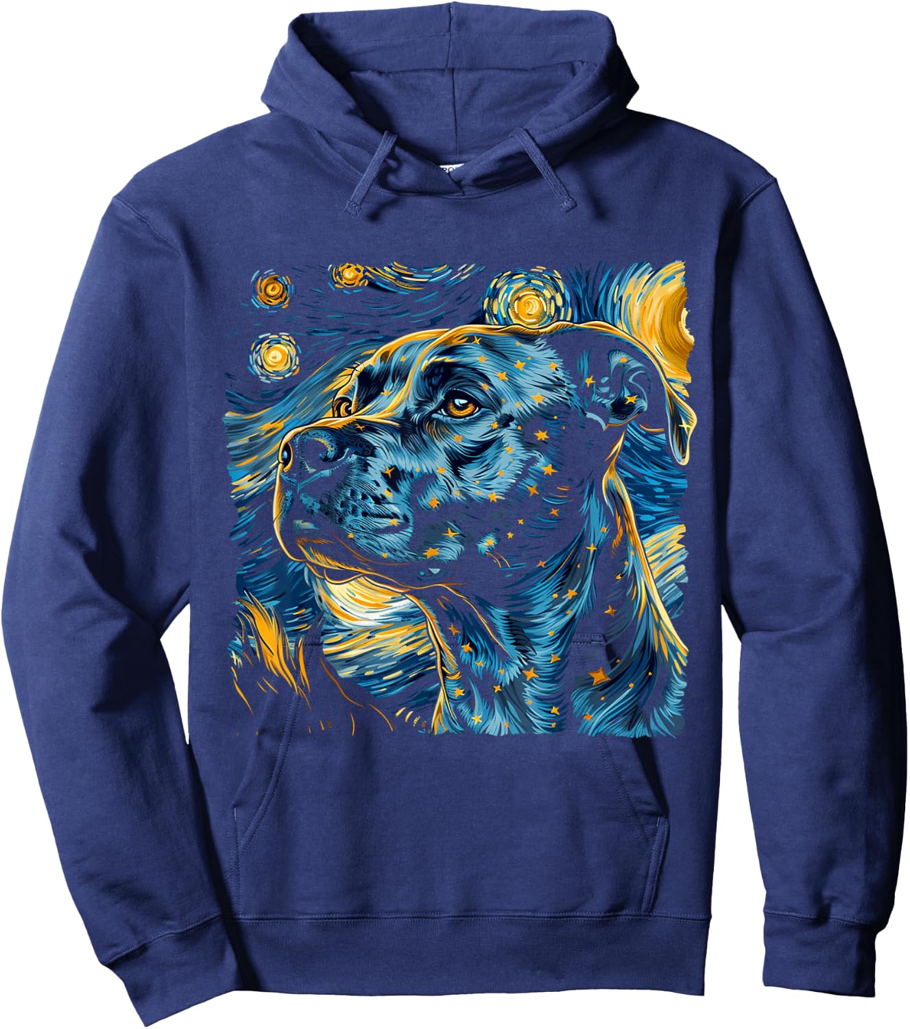 Starry Night Pitbull Van Gogh pitbull Funny Rodent Animal Hoodie - Hoodie | Navy
