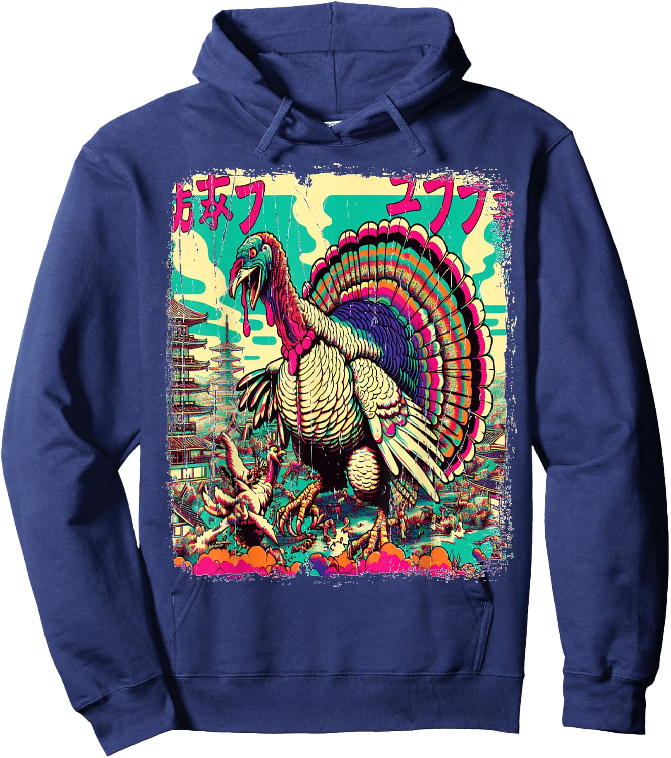 Thanksgiving Monster Gobblezilla Hoodie - Hoodie | Navy