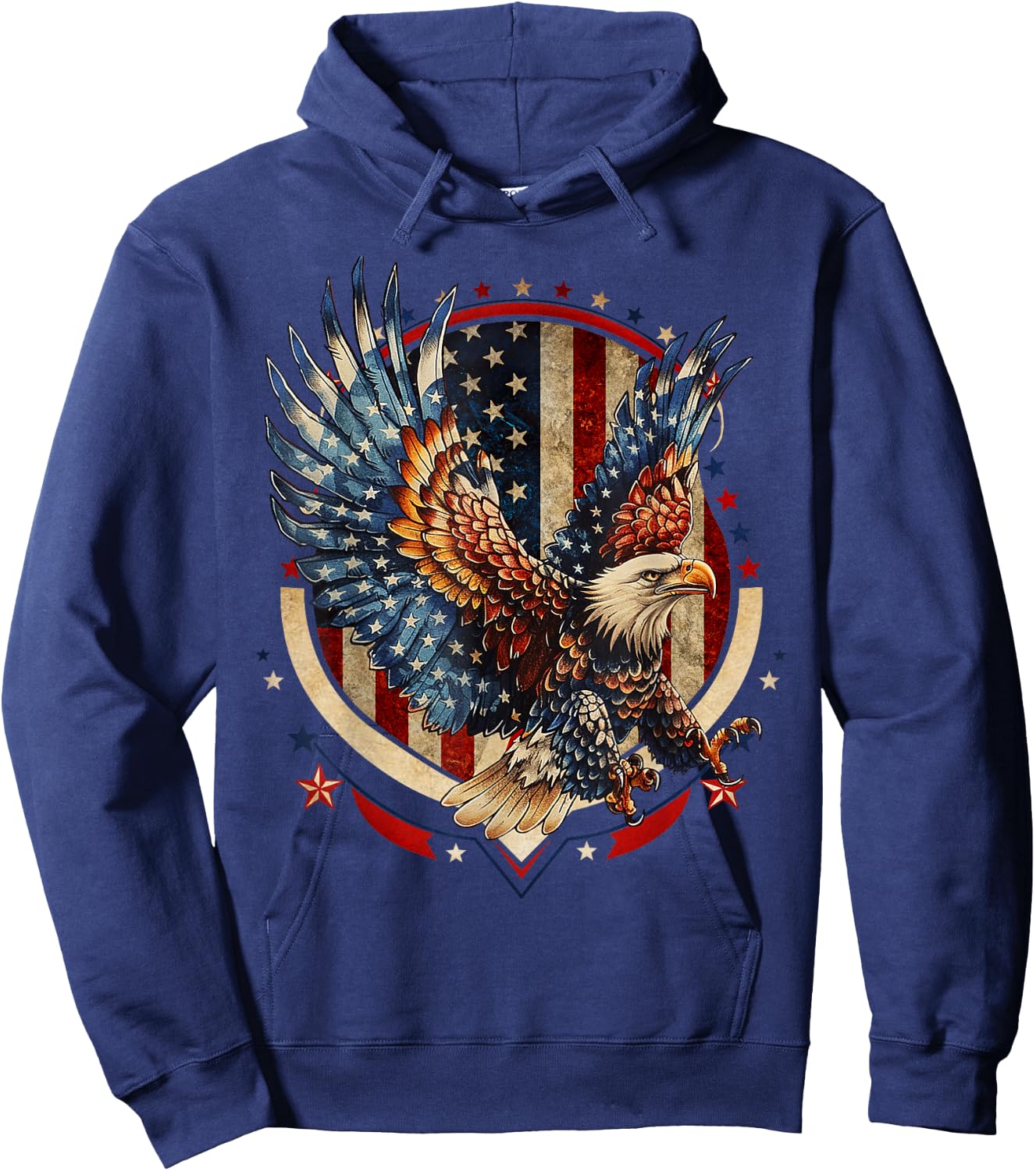 American Bald Eagle USA Flag Patriotic Eagle 4th of July Hoodie - Hoodie | Navy