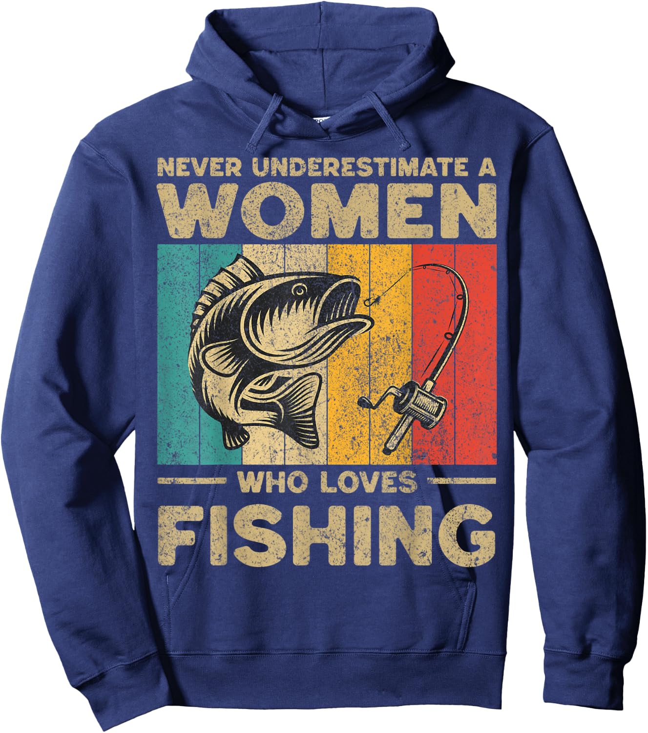 Funny Vintage Fishing Jokes Fisherman Bass Fish Hoodie - Hoodie | Navy