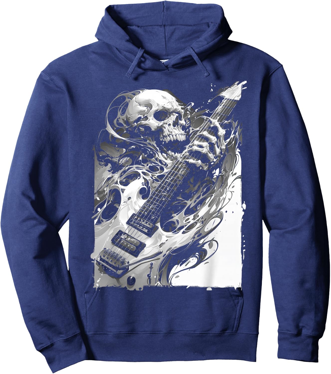 Skeleton playing guitar ,Rock Star Shredding Guitar Hoodie - Hoodie | Navy