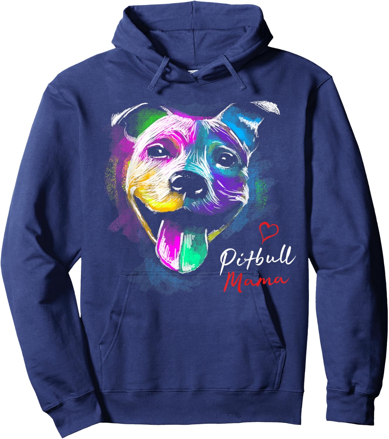 Cute, Arty, Multicolour Pitbull Mama design for a Pittie mom Hoodie - Hoodie | Navy