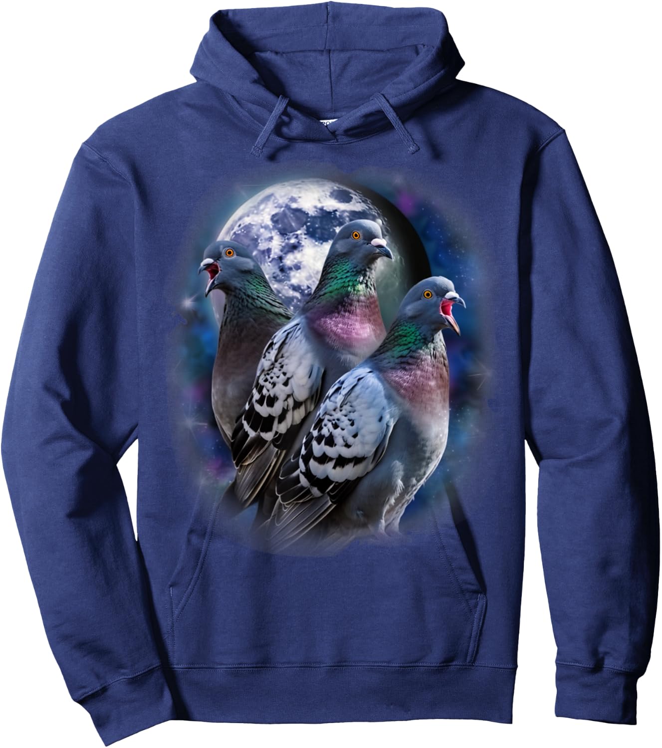 Three Pigeon Howling At The Moon Funny Pigeon Bird Lover Hoodie - Hoodie | Navy