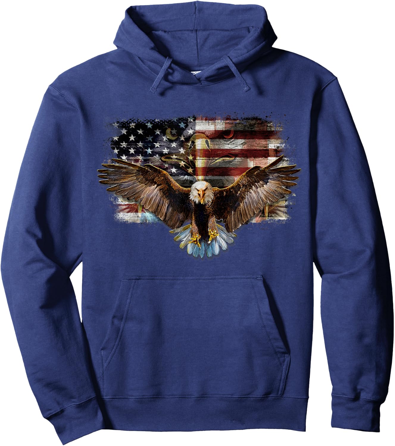 Bald Eagle 4th of July American USA Flag Eagle Patriotic Hoodie - Hoodie | Navy