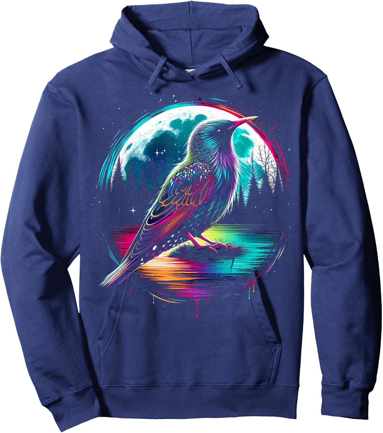 Colorful Starling Bird Spirit Animal Cool Illustration Hoodie - Hoodie | Navy