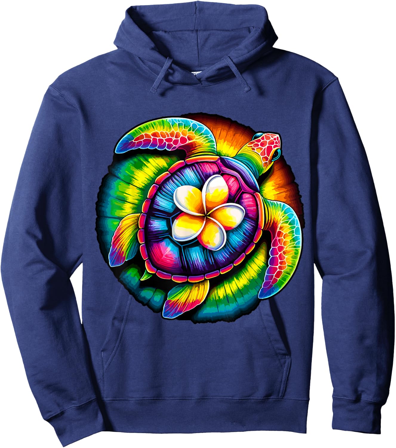 Tie-Dye Sea Turtle Hawaiian Summer Vacation Hippie Hoodie - Hoodie | Navy