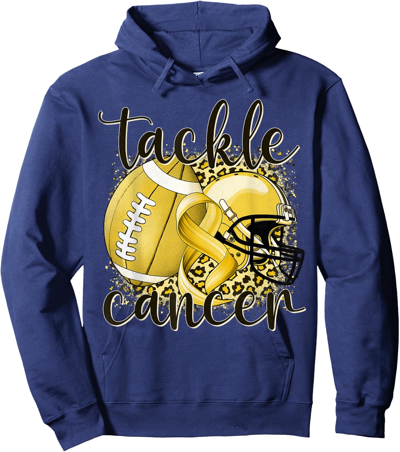 Tackle Childhood Cancer Football Lover Warrior Gold Ribbon Hoodie - Hoodie | Navy