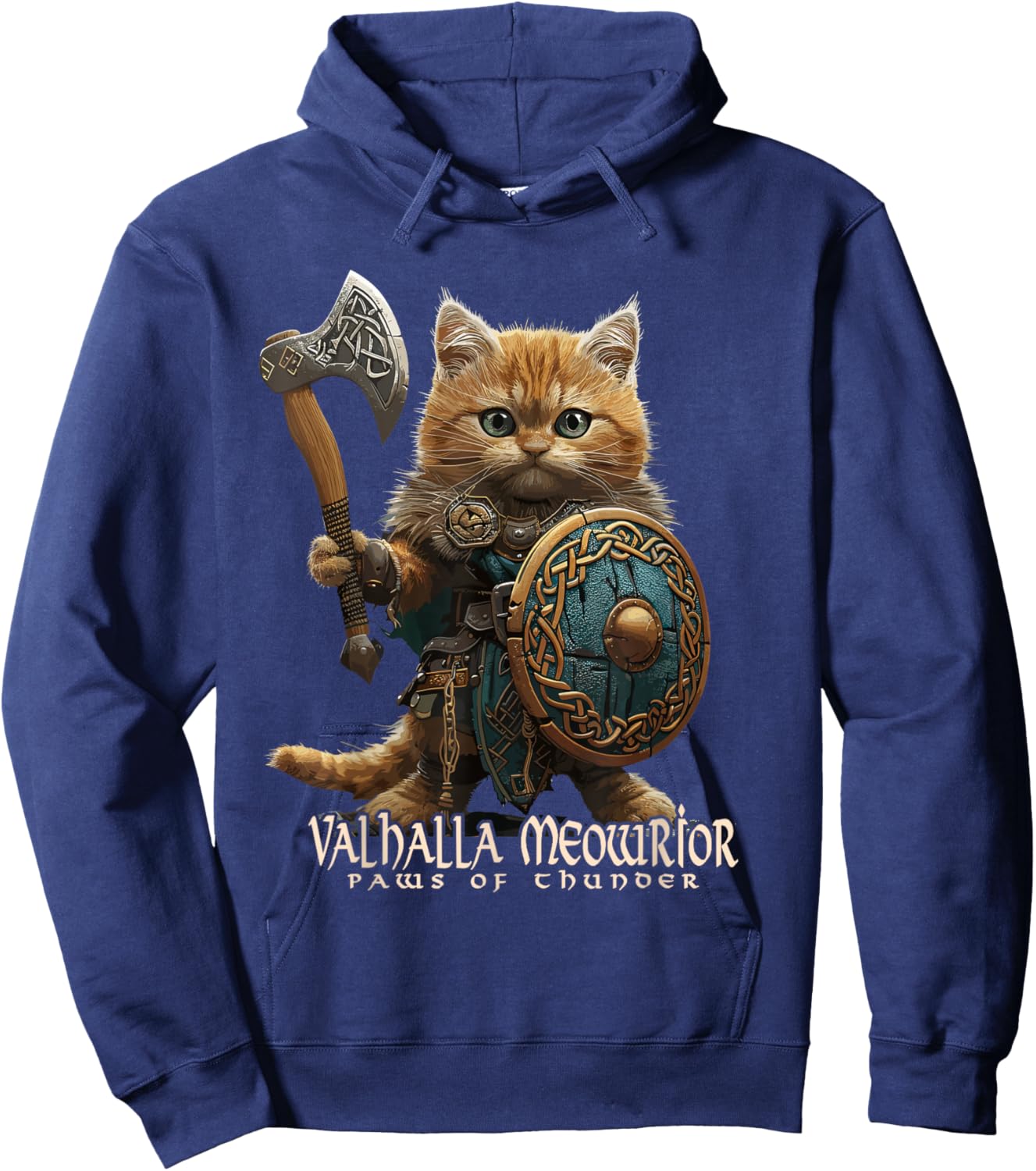Nordic Norse Valhalla Viking Cat Warrior Men Kids Hoodie - Hoodie | Navy