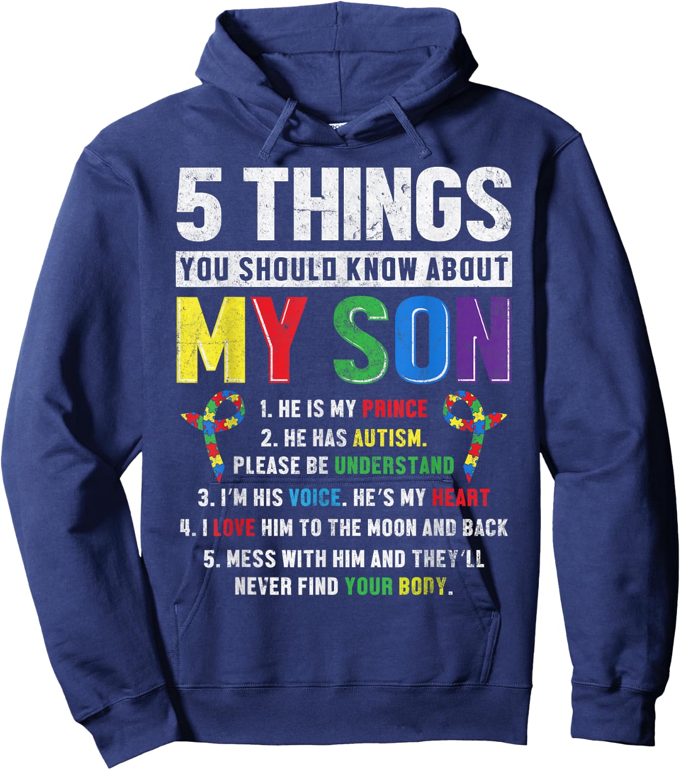 Autism Awareness Support Autistic Child Son Kids for Mom Dad Hoodie - Hoodie | Navy