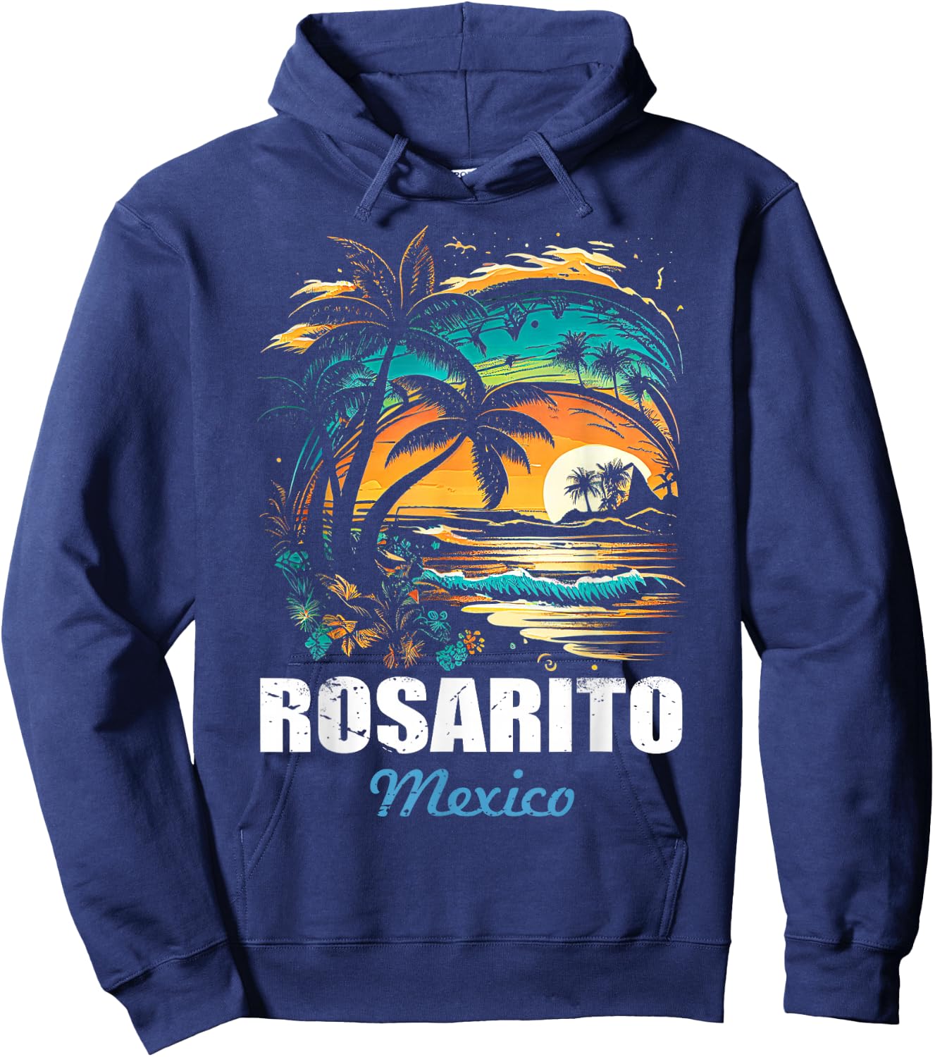 Retro Rosarito Mexico Sunset Vintage Vacation Souvenir Hoodie - Hoodie | Navy