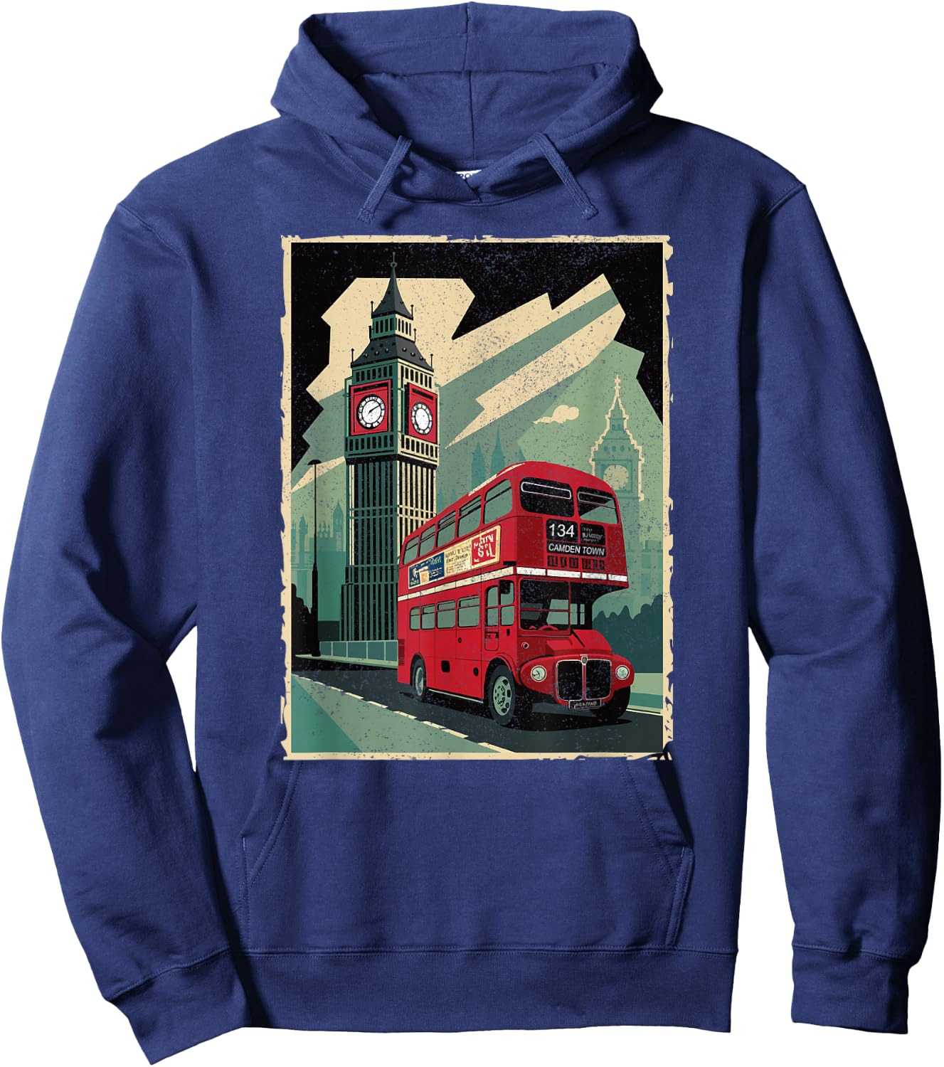 Vintage Travel Posters London Double-Decker Bus Hoodie - Hoodie | Navy