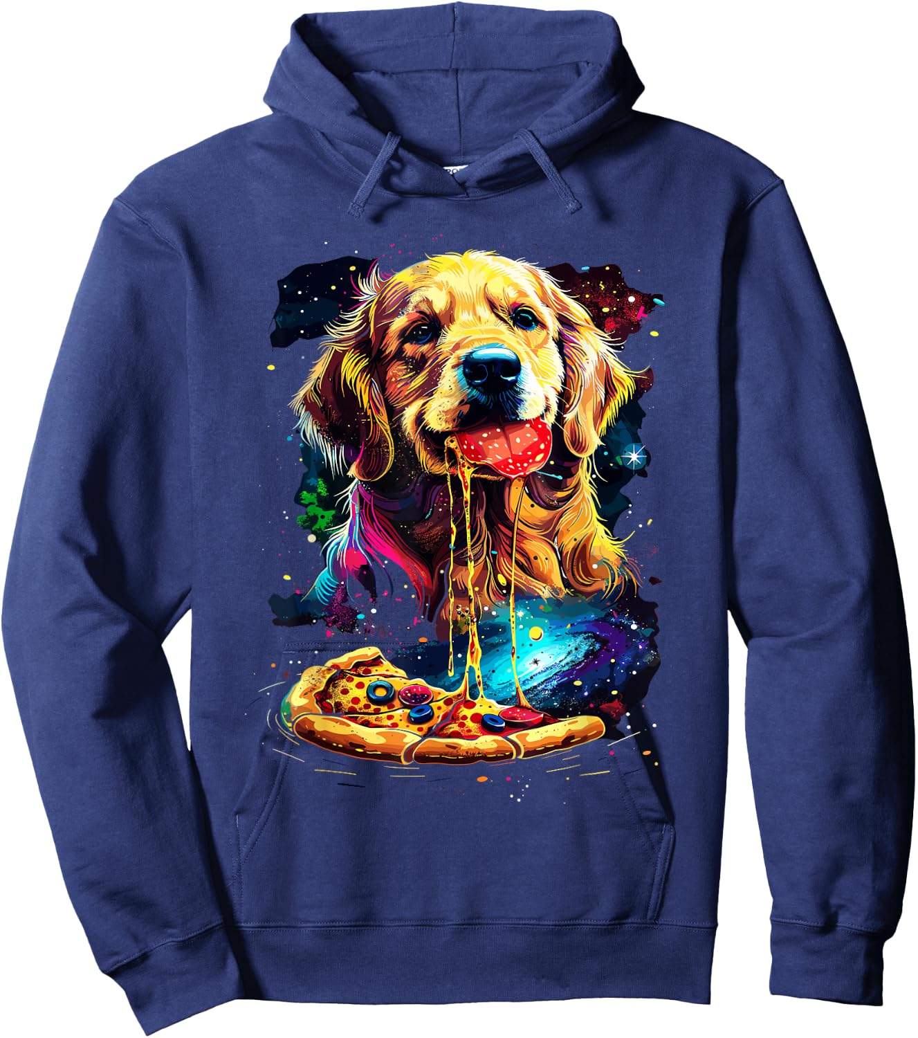 Pizza Dog I Space Dog eating Pizza Hoodie - Hoodie | Navy