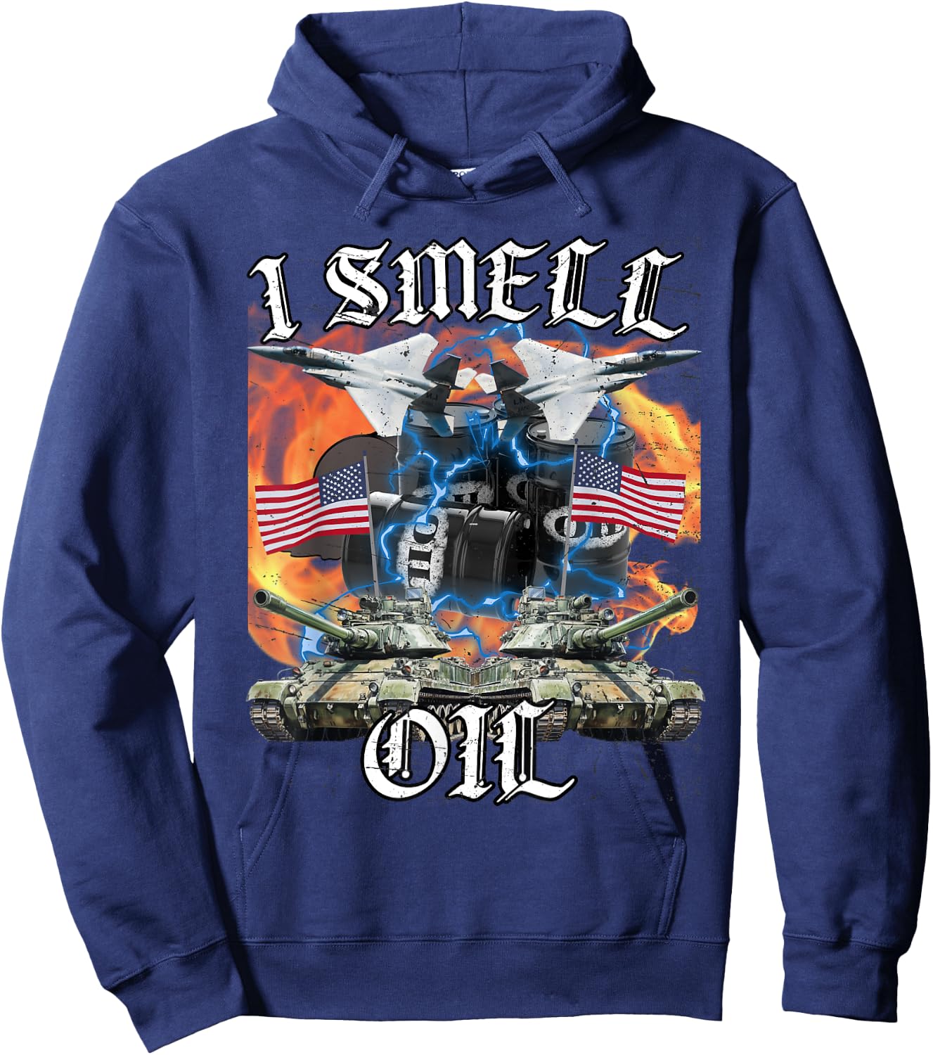 I Smell Oil Funny America Wants Oil Meme Patriotic Hoodie - Hoodie | Navy