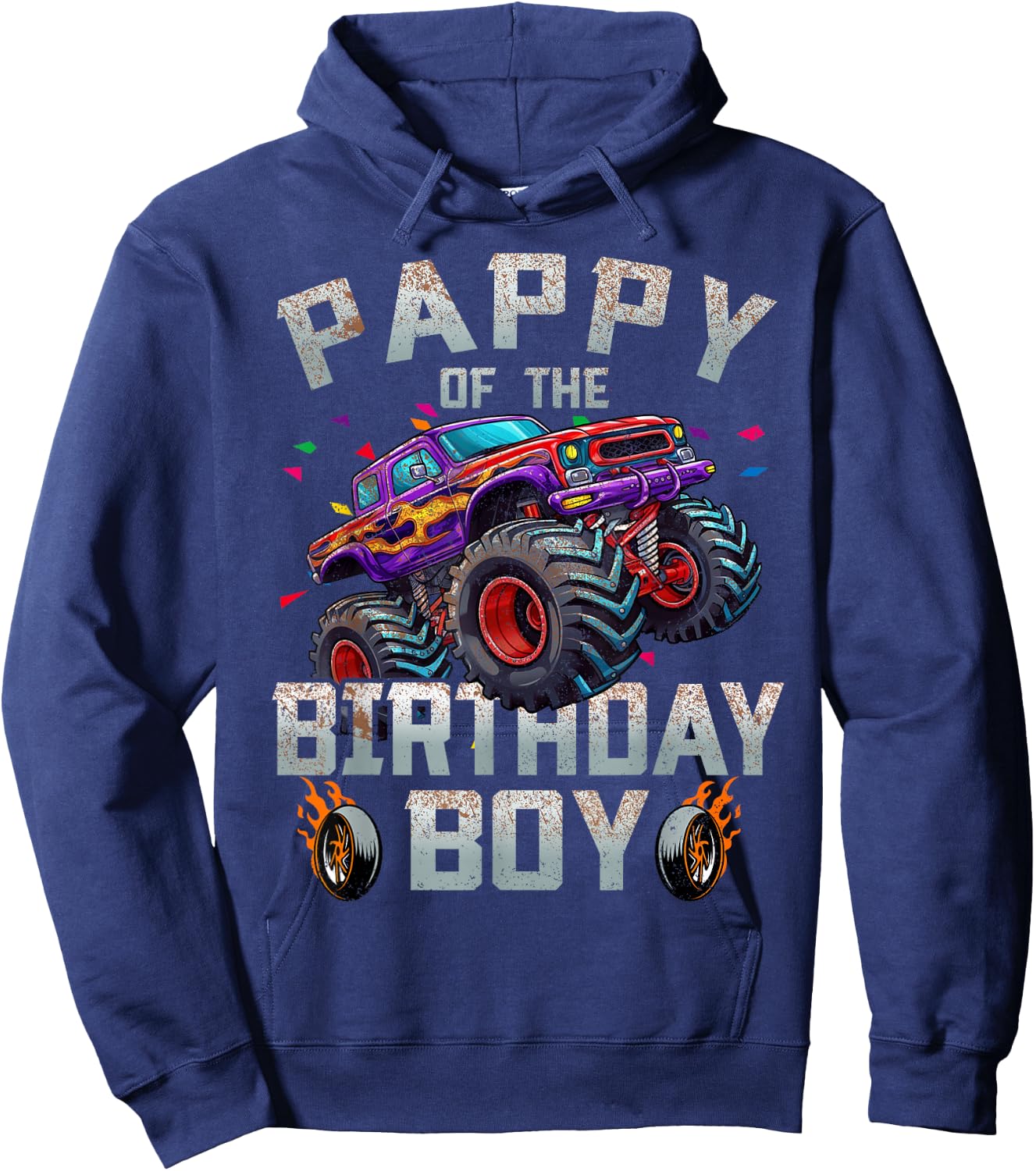 Pappy Of The Birthday Boy Monster Truck Family Hoodie - Hoodie | Navy